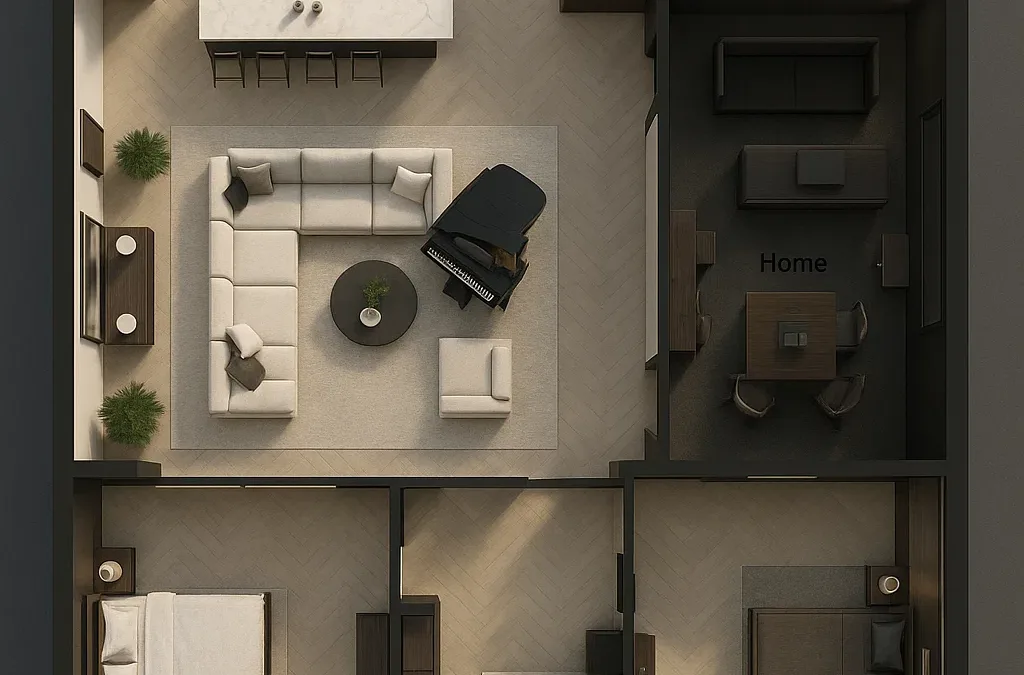 AI  huge floor plan of a modern luxury apartment